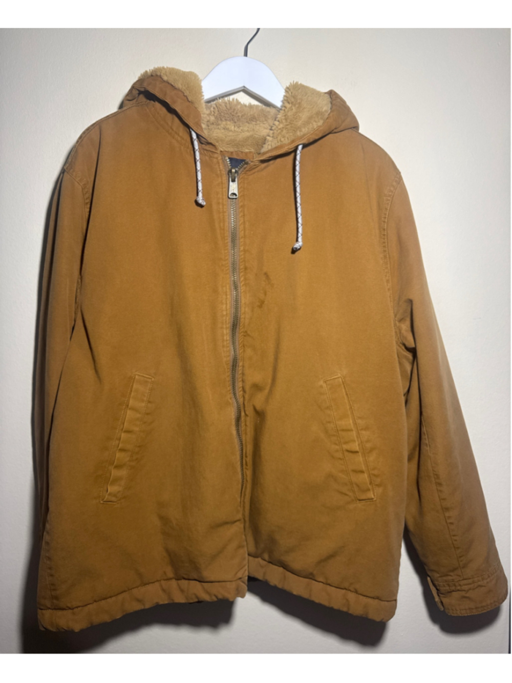 Men’s Lucky Brand Brown Sherpa Lined Hooded Jacket Size XL
